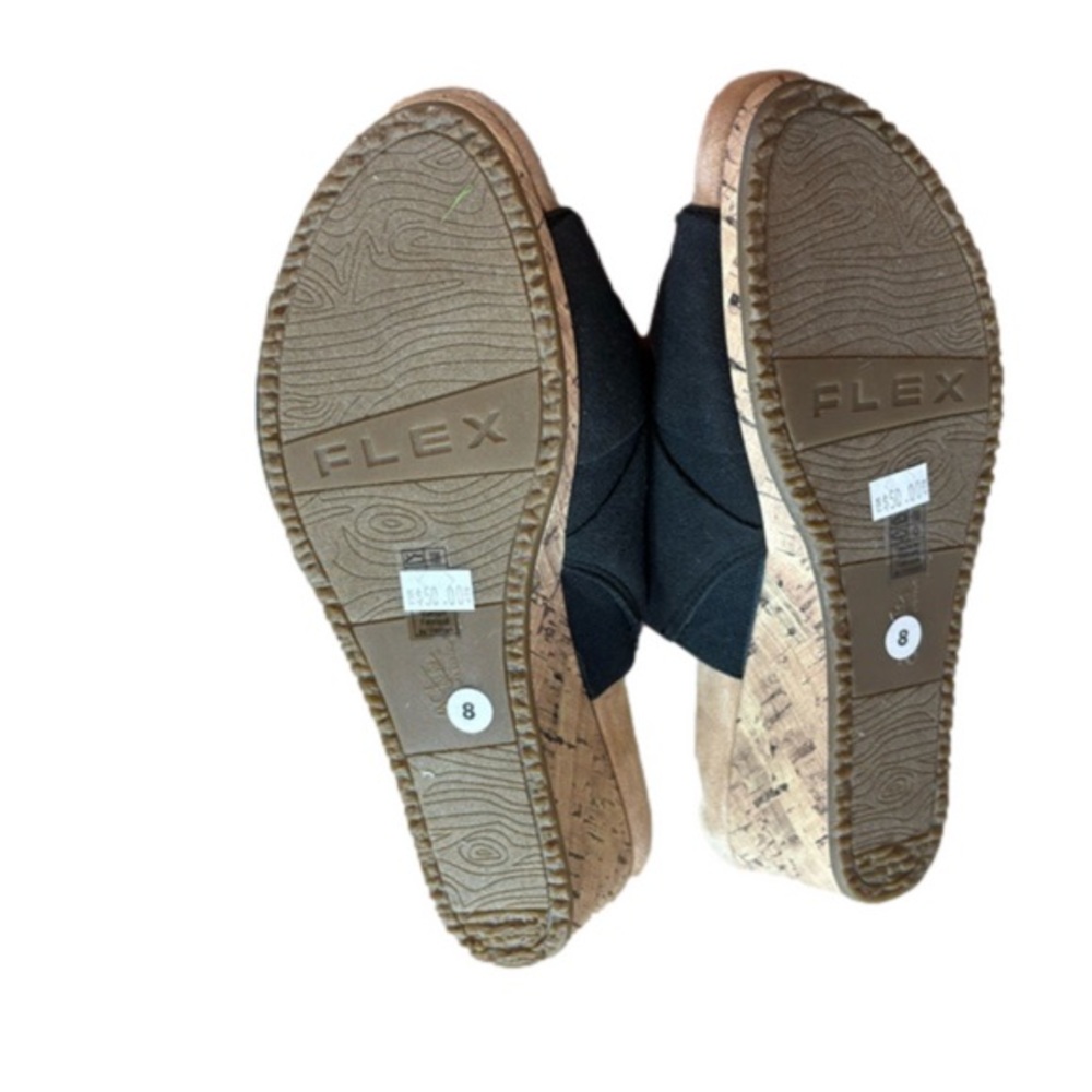 LifeStride Mallory Black Cork Wedge Sandal Size 8 NWT